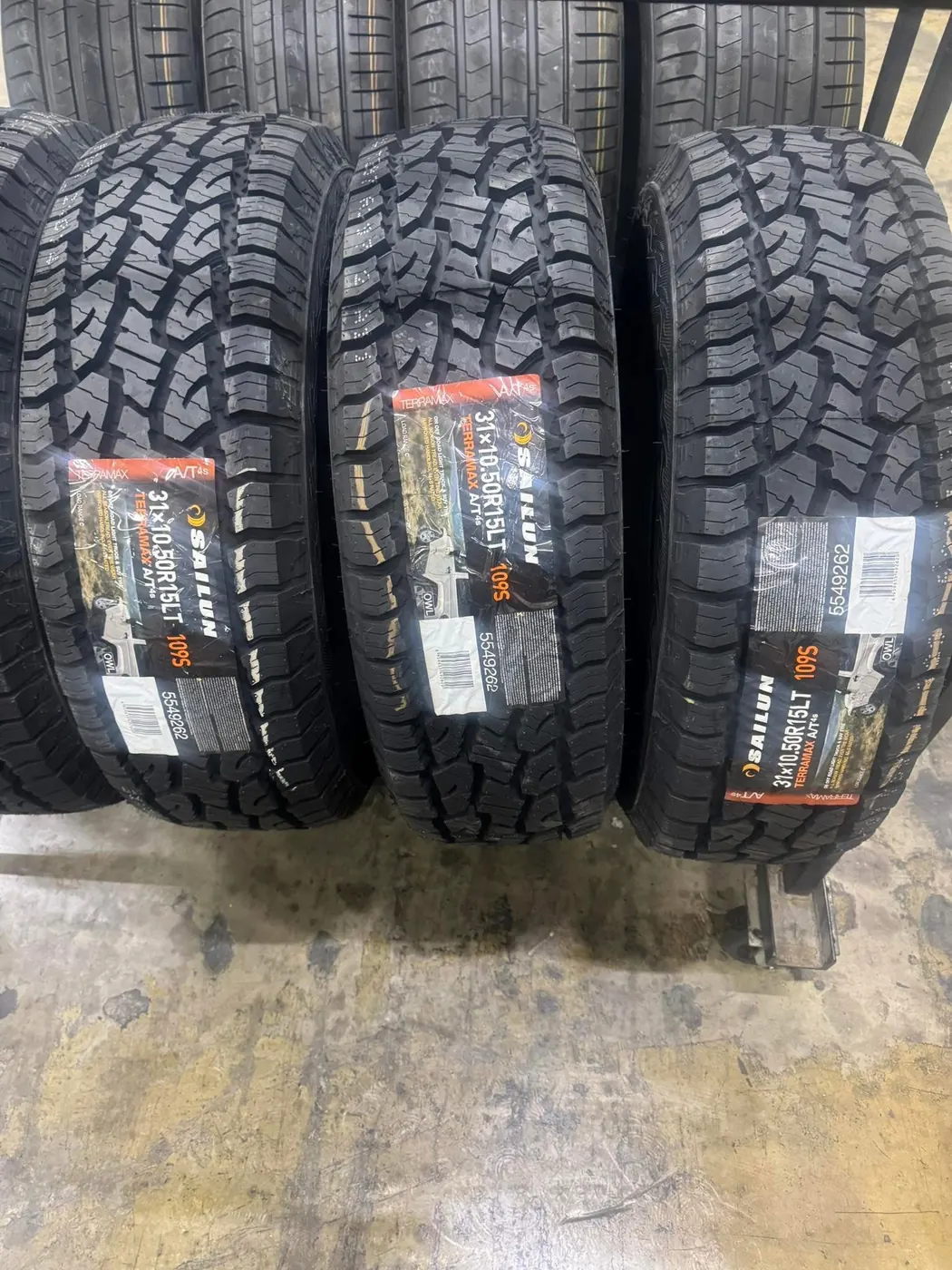 Close view of new tire tread