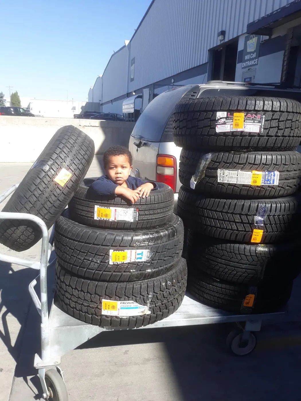 Tires loaded for a mobile service call